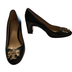 Tory Burch Raleigh Black Block Heel Leather Pumps – Size 5.5